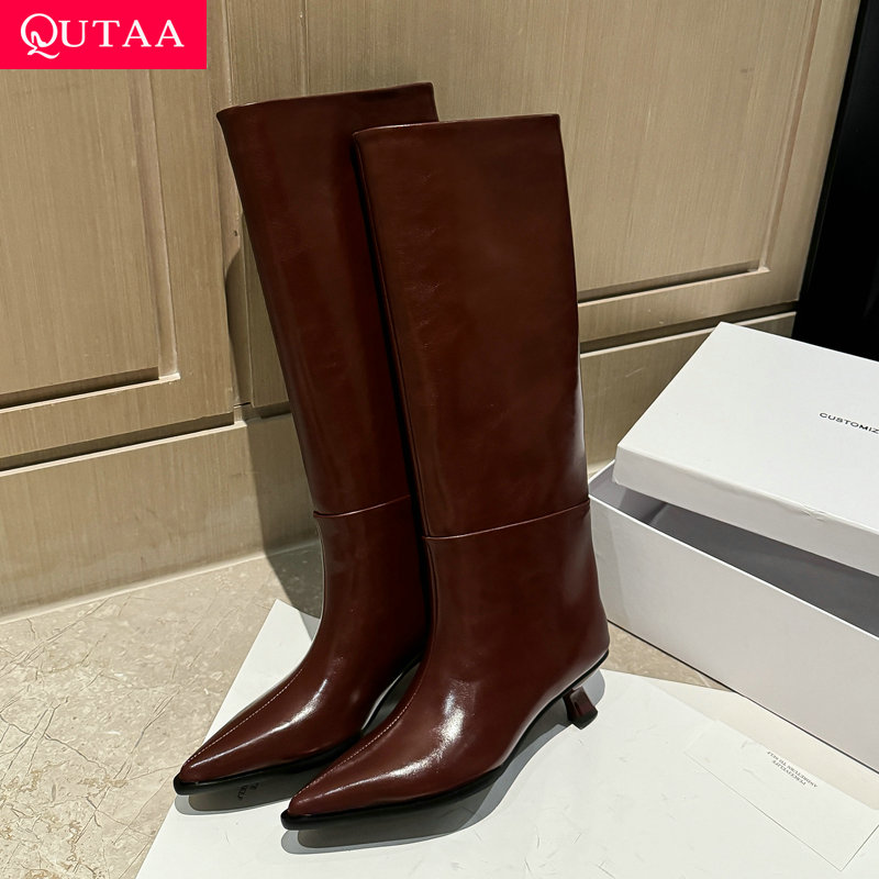 Women'S Fashion Knee High Boots - QUTAA موضة أخبار النساء حذاء برقبة