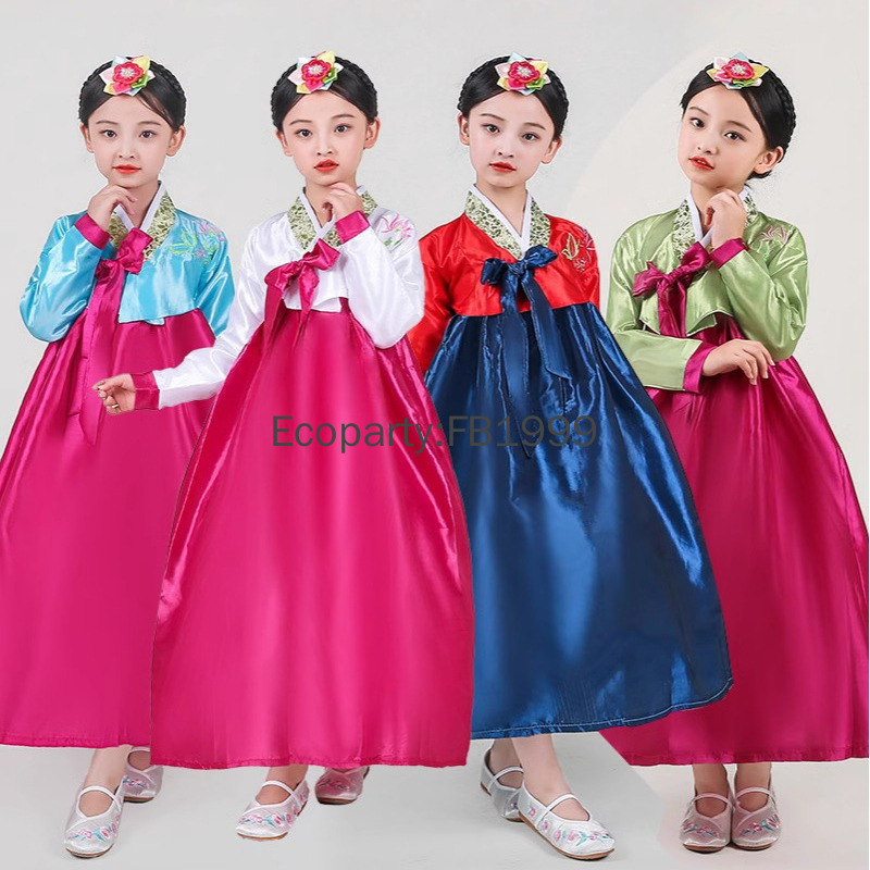 Women'S Fashion Korea - 4 ألوان الفتيات الهانبوك فستان الكورية
