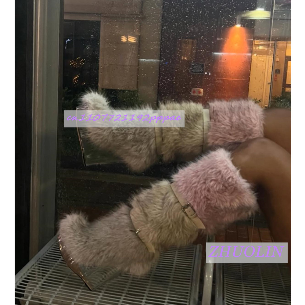 الشتاء التدرج فروي شفافة إسفين - مراجعة Women'S Fashion Knee High Boots وسعره